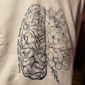 Gildan Cream Crew Neck Sweater with Artistic Print